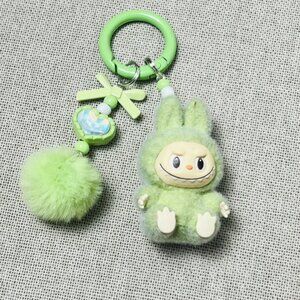 New Popular Hot! mini green Mocha bunny Labubu Baby keychain dangeler figure